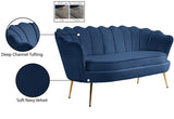 Gardenia Contemporary Loveseat with Deep Channel Tufting and Glam Gold Chrome Legs for Stylish Comfort