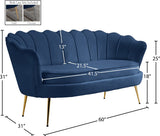 Gardenia Contemporary Loveseat with Deep Channel Tufting and Glam Gold Chrome Legs for Stylish Comfort
