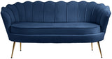 Gardenia Contemporary Loveseat with Deep Channel Tufting and Glam Gold Chrome Legs for Stylish Comfort