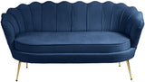 Gardenia Contemporary Loveseat with Deep Channel Tufting and Glam Gold Chrome Legs for Stylish Comfort