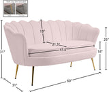 Gardenia Contemporary Loveseat with Deep Channel Tufting and Glam Gold Chrome Legs for Stylish Comfort