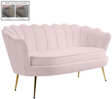 Gardenia Contemporary Loveseat with Deep Channel Tufting and Glam Gold Chrome Legs for Stylish Comfort