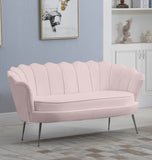 Gardenia Contemporary Loveseat with Deep Channel Tufting and Glam Gold Chrome Legs for Stylish Comfort