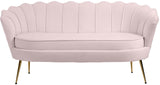 Gardenia Contemporary Loveseat with Deep Channel Tufting and Glam Gold Chrome Legs for Stylish Comfort