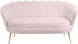 Gardenia Contemporary Loveseat with Deep Channel Tufting and Glam Gold Chrome Legs for Stylish Comfort