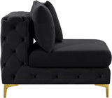 Tremblay Contemporary Armless Chair with Deep Button Tufting and Stylish Modular Gold & Chrome Legs