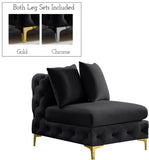 Tremblay Contemporary Armless Chair with Deep Button Tufting and Stylish Modular Gold & Chrome Legs