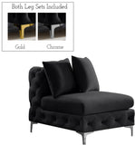Tremblay Contemporary Armless Chair with Deep Button Tufting and Stylish Modular Gold & Chrome Legs