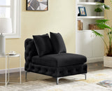 Tremblay Contemporary Armless Chair with Deep Button Tufting and Stylish Modular Gold & Chrome Legs