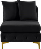 Tremblay Contemporary Armless Chair with Deep Button Tufting and Stylish Modular Gold & Chrome Legs