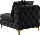 Tremblay Contemporary Armless Chair with Deep Button Tufting and Stylish Modular Gold & Chrome Legs