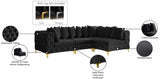 Tremblay Velvet Modular Sectional Sofa - Stylish Deep Button Tufting & Gold Chrome Legs Included