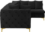 Tremblay Velvet Modular Sectional Sofa - Stylish Deep Button Tufting & Gold Chrome Legs Included