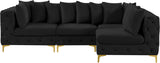 Tremblay Velvet Modular Sectional Sofa - Stylish Deep Button Tufting & Gold Chrome Legs Included