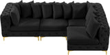 Tremblay Velvet Modular Sectional Sofa - Stylish Deep Button Tufting & Gold Chrome Legs Included