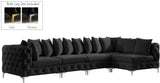 Tremblay Velvet Modular Sectional Sofa - Stylish Deep Button Tufting & Gold Chrome Legs Included