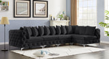 Tremblay Velvet Modular Sectional Sofa - Stylish Deep Button Tufting & Gold Chrome Legs Included