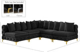 Tremblay Velvet Modular Sectional Sofa - Stylish Deep Button Tufting & Gold Chrome Legs Included