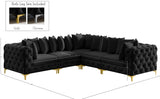 Tremblay Velvet Modular Sectional Sofa - Stylish Deep Button Tufting & Gold Chrome Legs Included