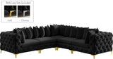 Tremblay Velvet Modular Sectional Sofa - Stylish Deep Button Tufting & Gold Chrome Legs Included