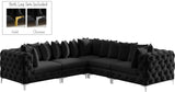 Tremblay Velvet Modular Sectional Sofa - Stylish Deep Button Tufting & Gold Chrome Legs Included