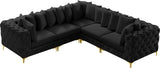 Tremblay Velvet Modular Sectional Sofa - Stylish Deep Button Tufting & Gold Chrome Legs Included
