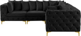 Tremblay Velvet Modular Sectional Sofa - Stylish Deep Button Tufting & Gold Chrome Legs Included