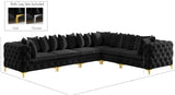 Tremblay Velvet Modular Sectional Sofa - Stylish Deep Button Tufting & Gold Chrome Legs Included