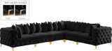 Tremblay Velvet Modular Sectional Sofa - Stylish Deep Button Tufting & Gold Chrome Legs Included