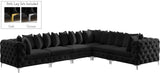 Tremblay Velvet Modular Sectional Sofa - Stylish Deep Button Tufting & Gold Chrome Legs Included