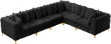 Tremblay Velvet Modular Sectional Sofa - Stylish Deep Button Tufting & Gold Chrome Legs Included