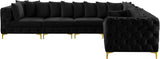 Tremblay Velvet Modular Sectional Sofa - Stylish Deep Button Tufting & Gold Chrome Legs Included