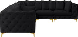Tremblay Velvet Modular Sectional Sofa - Stylish Deep Button Tufting & Gold Chrome Legs Included
