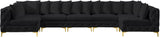 Tremblay Velvet Modular Sectional Sofa - Stylish Deep Button Tufting & Gold Chrome Legs Included