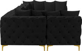 Tremblay Velvet Modular Sectional Sofa - Stylish Deep Button Tufting & Gold Chrome Legs Included