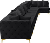 Tremblay Velvet Modular Sectional Sofa - Stylish Deep Button Tufting & Gold Chrome Legs Included