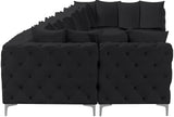 Tremblay Velvet Modular Sectional Sofa - Stylish Deep Button Tufting & Gold Chrome Legs Included