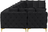 Tremblay Velvet Modular Sectional Sofa - Stylish Deep Button Tufting & Gold Chrome Legs Included
