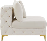 Tremblay Contemporary Armless Chair with Deep Button Tufting and Stylish Modular Gold & Chrome Legs