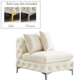 Tremblay Contemporary Armless Chair with Deep Button Tufting and Stylish Modular Gold & Chrome Legs