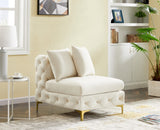 Tremblay Contemporary Armless Chair with Deep Button Tufting and Stylish Modular Gold & Chrome Legs