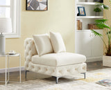 Tremblay Contemporary Armless Chair with Deep Button Tufting and Stylish Modular Gold & Chrome Legs