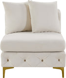 Tremblay Contemporary Armless Chair with Deep Button Tufting and Stylish Modular Gold & Chrome Legs