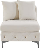 Tremblay Contemporary Armless Chair with Deep Button Tufting and Stylish Modular Gold & Chrome Legs