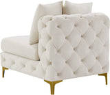 Tremblay Contemporary Armless Chair with Deep Button Tufting and Stylish Modular Gold & Chrome Legs
