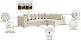 Tremblay Velvet Modular Sectional Sofa with Deep Button Tufting and Stylish Gold & Chrome Legs
