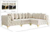 Tremblay Velvet Modular Sectional Sofa with Deep Button Tufting and Stylish Gold & Chrome Legs