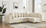 Tremblay Velvet Modular Sectional Sofa with Deep Button Tufting and Stylish Gold & Chrome Legs
