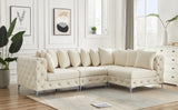 Tremblay Velvet Modular Sectional Sofa with Deep Button Tufting and Stylish Gold & Chrome Legs