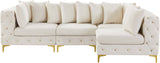Tremblay Velvet Modular Sectional Sofa with Deep Button Tufting and Stylish Gold & Chrome Legs